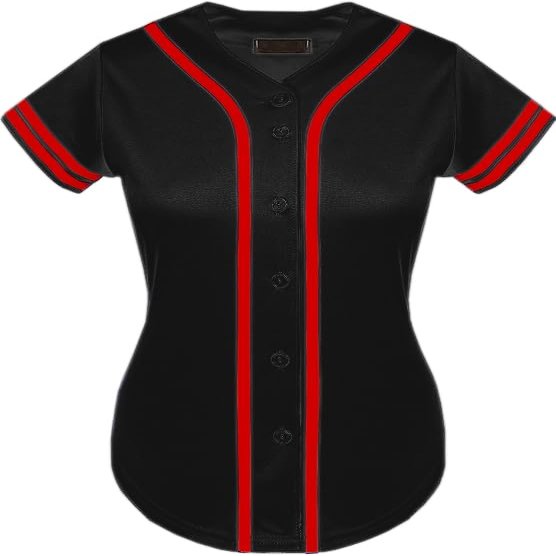 DIGITMON Women's Baseball Softball Jersey Button Down Premium Two-Stripe Sleeve Shirts Uniform BlackRed, 2X-Large