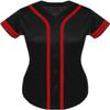DIGITMON Women's Baseball Softball Jersey Button Down Premium Two-Stripe Sleeve Shirts Uniform BlackRed, 2X-Large view 1