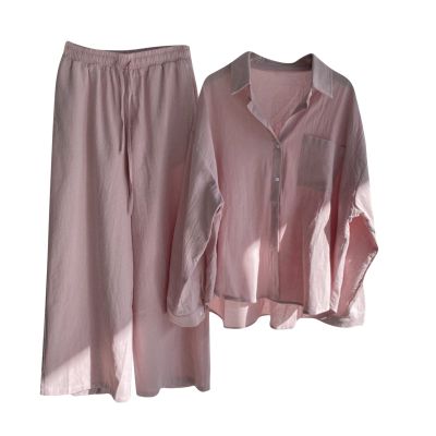Women's Cotton Linen Two Piece Work Suits Summer Ladies Oversized Tops and Pants Sets Dressy Casual Solid Outfits