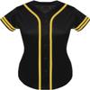DIGITMON Women's Baseball Softball Jersey Button Down Premium Two-Stripe Sleeve Shirts Uniform BLACKYELLOW, Small view 1