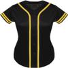 DIGITMON Women's Baseball Softball Jersey Button Down Premium Two-Stripe Sleeve Shirts Uniform BLACKYELLOW, Small view 2