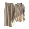 Women's Cotton Linen Two Piece Work Suits Summer Ladies Oversized Tops and Pants Sets Dressy Casual Solid Outfits view 1
