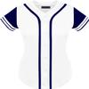 DIGITMON Women's Baseball Softball Jersey Button Down Premium Two-Stripe Sleeve Shirts Uniform WHITENAVY, X-Large view 1