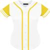 DIGITMON Women's Baseball Softball Jersey Button Down Premium Two-Stripe Sleeve Shirts Uniform WHITEYELLOW, X-Large view 1