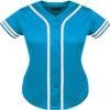 DIGITMON Women's Baseball Softball Jersey Button Down Premium Two-Stripe Sleeve Shirts Uniform TURQWHITE, Small view 1