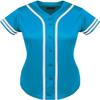 DIGITMON Women's Baseball Softball Jersey Button Down Premium Two-Stripe Sleeve Shirts Uniform TURQWHITE, Small view 2