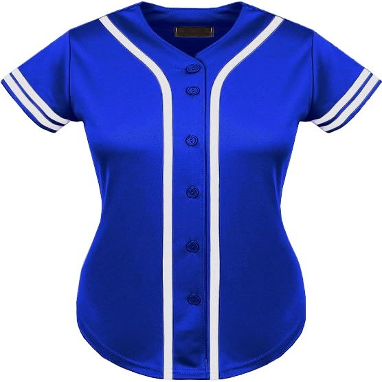 DIGITMON Women's Baseball Softball Jersey Button Down Premium Two-Stripe Sleeve Shirts Uniform ROYALWHITE, Small