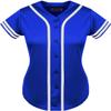 DIGITMON Women's Baseball Softball Jersey Button Down Premium Two-Stripe Sleeve Shirts Uniform ROYALWHITE, Small view 1