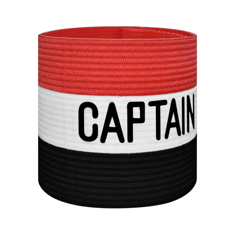 JRINYE Unisex Sport Captain Armband, Adjustable Captain's Armband for Soccer Training Adults & Youths Elastic Captain Arm Band Soccer Sports Accessories - (One Size, Black&Red)
