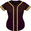 DIGITMON Women's Baseball Softball Jersey Button Down Premium Two-Stripe Sleeve Shirts Uniform BROWNYELLOW, Medium view 2