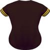DIGITMON Women's Baseball Softball Jersey Button Down Premium Two-Stripe Sleeve Shirts Uniform BROWNYELLOW, Medium view 3