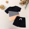 New Baby Gift Set for Boy Baby Boys Summer Outfit Sets Short Sleeve Contrast Color Tops T Shirt (Black, 18-24 Months) view 2