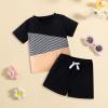 New Baby Gift Set for Boy Baby Boys Summer Outfit Sets Short Sleeve Contrast Color Tops T Shirt (Black, 18-24 Months) view 4