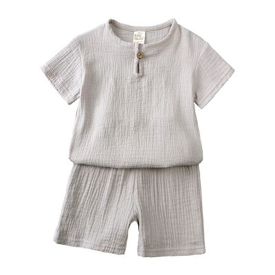Baby Take Home Clothes Toddler Kids Baby Boy Girl Solid Pullover Short Sleeve Cotton Sweatshirt T (Grey, 4-5 Years)
