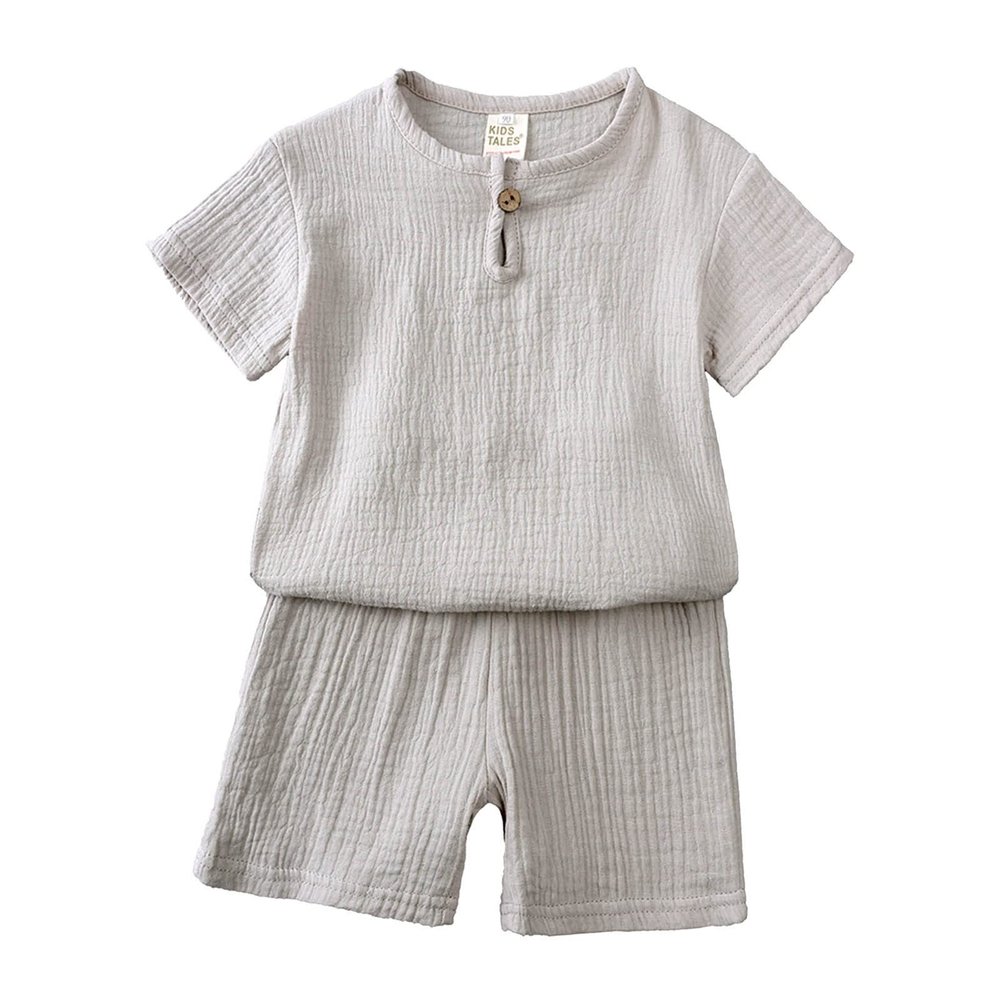 Baby Take Home Clothes Toddler Kids Baby Boy Girl Solid Pullover Short Sleeve Cotton Sweatshirt T (Grey, 4-5 Years)