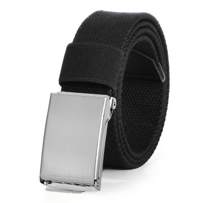 AWAYTR Boys Canvas Web Belts - Adjustable School Uniform Youth Belt Kids Golf Belt with Silver Flip-Top Buckle (90cm,Black)