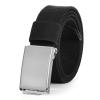 AWAYTR Boys Canvas Web Belts - Adjustable School Uniform Youth Belt Kids Golf Belt with Silver Flip-Top Buckle (90cm,Black) view 1