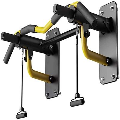 Pull Up Bar Home Gym Exercise Equipment Pull-Up Bar Multi Grip Wall Mounted Chin Up Bar With Non-slip Handles Resistance Rope Home Fitness Equipment For Home Gym 330 LB Weight Capacity ( Color : Yello