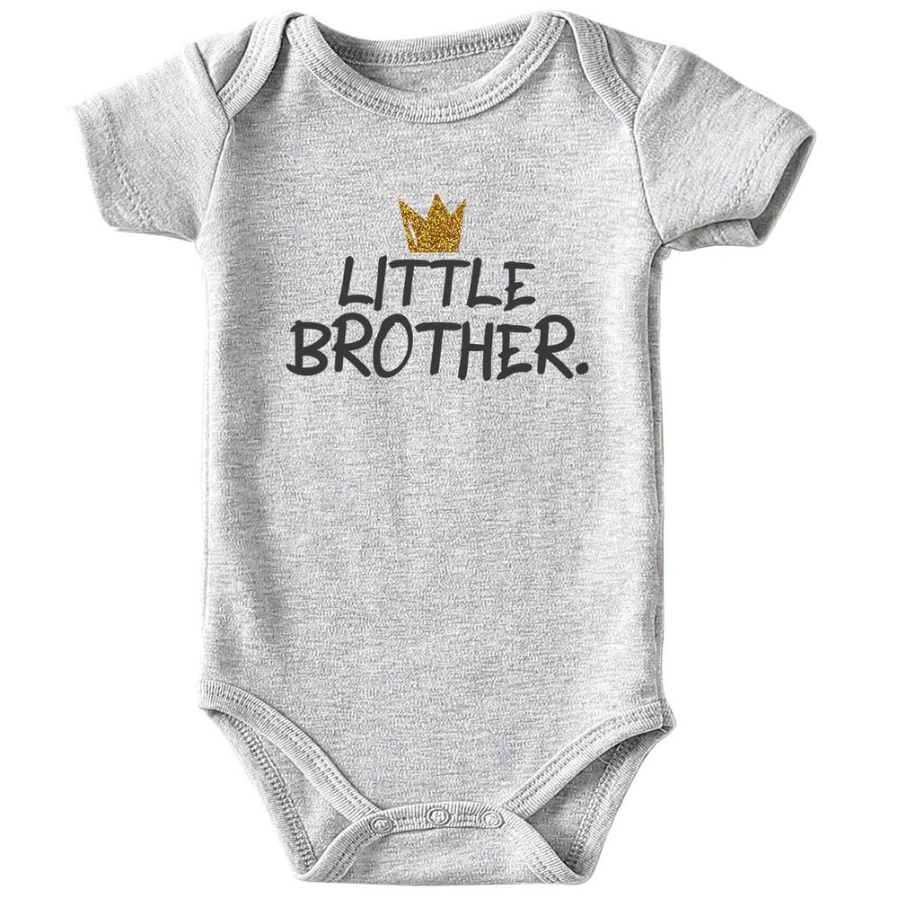 Acwssit little brother Baby Brother Boy Clothes Funny newborn boy gifts Bodysuit 0-3 months Gray(12-18Months)