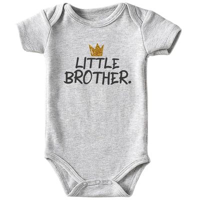 Acwssit little brother Baby Brother Boy Clothes Funny newborn boy gifts Bodysuit 0-3 months Gray(3-6Months)