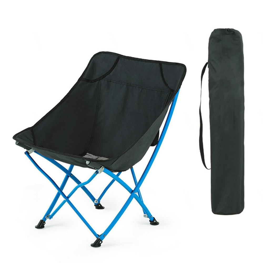 VIDECOR Backrest Stool Non-Slip Outdoor Folding Chair Portable Simple Mazar Beach Camping Sketch Moon Chair Fishing Chair Deck Chair,Black Beautiful Scenery,Black