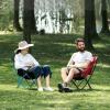 VIDECOR Backrest Stool Non-Slip Outdoor Folding Chair Portable Simple Mazar Beach Camping Sketch Moon Chair Fishing Chair Deck Chair,Black Beautiful Scenery,Black view 2