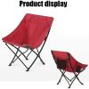 VIDECOR Backrest Stool Non-Slip Outdoor Folding Chair Portable Simple Mazar Beach Camping Sketch Moon Chair Fishing Chair Deck Chair,Black Beautiful Scenery,Black view 4