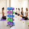 Katzowen Extra Large Rolling Yoga Mat Storage Cart with Wheels, Black Foam Rollers Rack for Gym Studio Office Fitness Room, Metal Yoga Mat Display Stand view 2