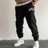 Men's Sweatpants Printed Joggers Drawstring Pocket Pants Tapered Elastic Waist Athletic Run Work Comfort Active Pants Black view 3