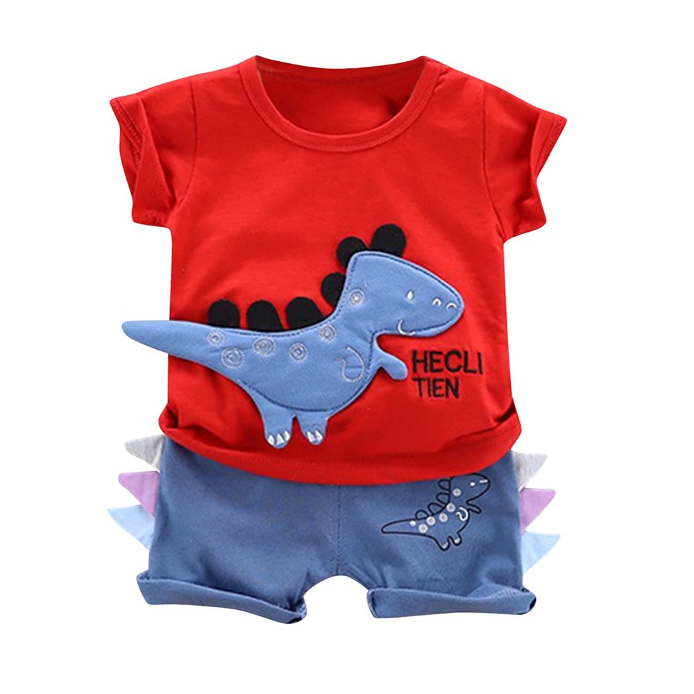 Baby Boy Bear Stuff Newborn Baby OutfitsO Neck TopsOutfit Set (Red, 2-3 Years)