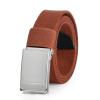 AWAYTR Boys Canvas Web Belts - Adjustable School Uniform Youth Belt Kids Golf Belt with Silver Flip-Top Buckle (90cm,Brown) view 1