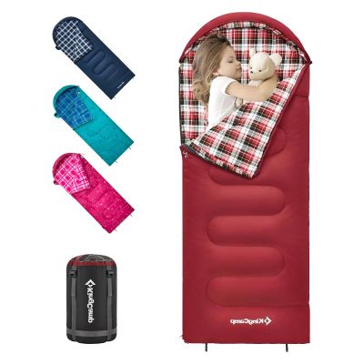 KingCamp 45F Kids Sleeping Bag, Lightweight Waterproof & Compact Flannel Sleeping Bags Cold Weather & Warm Youth Essentials Gear Accessories for Camping, Fits 10-12 Children up to 4'7"-5'5" Tall