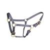 Reinsman Deluxe Nylon Adjustable Throat & Nose 1" Durable Brass Hardware Comfortable Double Triple Ply Classic Everyday Horse Riding Leading Strap Halter, Weanling, Grey view 1