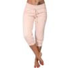 Canbebig Sweatpants for Women Capri Pants Cropped Jogger Running Pants Lounge Loose Fit Drawstring Waist Trousers with Pockets Pink view 1