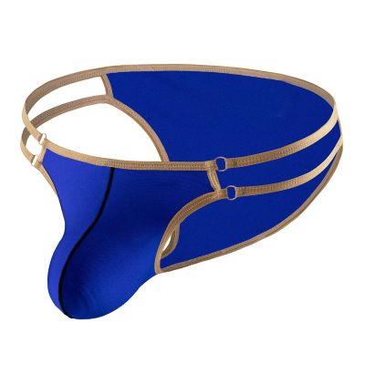 Ctreela Sexy Cut Out Hip Briefs for Men Hipster Thong Bulge Pouch Underwear Ice Silk Low Waist Bikini Briefs Smooth Undies Blue