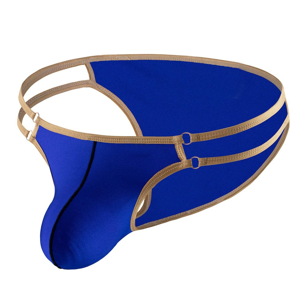 Ctreela Sexy Cut Out Hip Briefs for Men Hipster Thong Bulge Pouch Underwear Ice Silk Low Waist Bikini Briefs Smooth Undies Blue