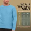 JMR Mens Thermal Shirt Long Sleeve - Heavyweight 100% Cotton Waffle Weave Top, Warm Breathable Base Layer or Standalone Cold Weather Essential (Sky Blue) view 2