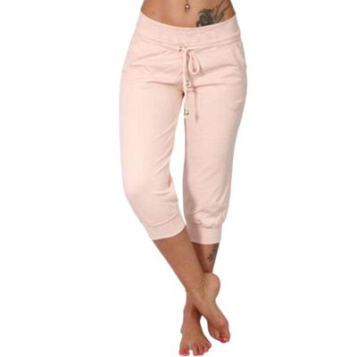 Canbebig Sweatpants for Women Capri Pants Cropped Jogger Running Pants Lounge Loose Fit Drawstring Waist Trousers with Pockets Pink