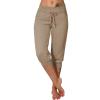 Canbebig Sweatpants for Women Capri Pants Cropped Jogger Running Pants Lounge Loose Fit Drawstring Waist Trousers with Pockets Khaki view 1