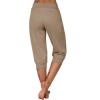 Canbebig Sweatpants for Women Capri Pants Cropped Jogger Running Pants Lounge Loose Fit Drawstring Waist Trousers with Pockets Khaki view 3