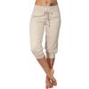 Canbebig Sweatpants for Women Capri Pants Cropped Jogger Running Pants Lounge Loose Fit Drawstring Waist Trousers with Pockets Beige view 1