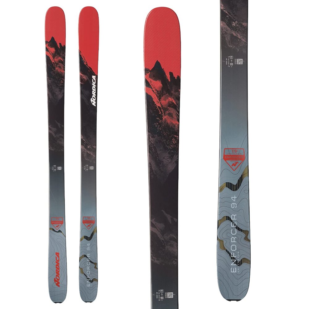 Nordica Men's Enforcer 94 All-Mountain Skis | High-Performance Innovative Durable Lightweight Stable Rocker Skis, Gray/Red, Size: 186
