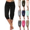 Canbebig Sweatpants for Women Capri Pants Cropped Jogger Running Pants Lounge Loose Fit Drawstring Waist Trousers with Pockets Black view 1