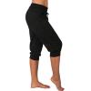 Canbebig Sweatpants for Women Capri Pants Cropped Jogger Running Pants Lounge Loose Fit Drawstring Waist Trousers with Pockets Black view 3