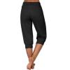 Canbebig Sweatpants for Women Capri Pants Cropped Jogger Running Pants Lounge Loose Fit Drawstring Waist Trousers with Pockets Black view 4