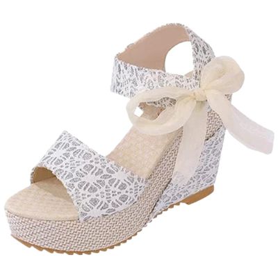 Ladmiple Womens Sandals Size 7 Womens Espadrilles Wedges Sandals Heels Open Toe Tie Lace Up Platform Ankle Strap Summer Dress Shoes