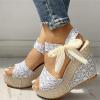 Ladmiple Womens Sandals Size 7 Womens Espadrilles Wedges Sandals Heels Open Toe Tie Lace Up Platform Ankle Strap Summer Dress Shoes view 2