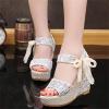 Ladmiple Womens Sandals Size 7 Womens Espadrilles Wedges Sandals Heels Open Toe Tie Lace Up Platform Ankle Strap Summer Dress Shoes view 4