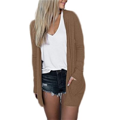 Cardigans for Women Thin Summer Beach Cardigan Lightweight Cover Ups Solid Open Front Cardigans Outwear with Pockets Khaki