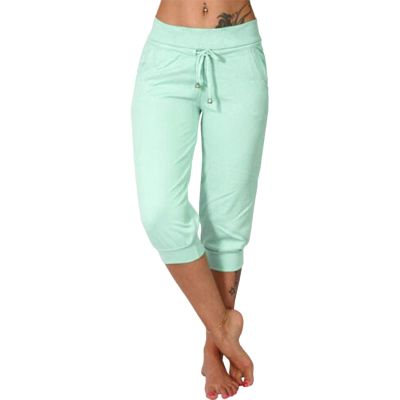 Canbebig Sweatpants for Women Capri Pants Cropped Jogger Running Pants Lounge Loose Fit Drawstring Waist Trousers with Pockets Mint Green